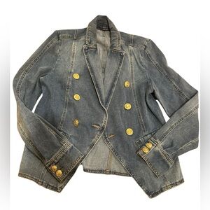 Dictionary Denim blazer jacket with gold buttons sz L